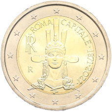 Монета 2 евро 2021 года Италия «150 лет объявлению Рима столицей Италии» (аверс)