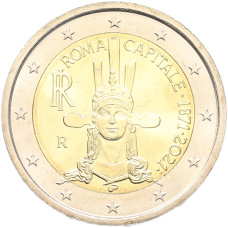 Монета 2 евро 2021 года Италия «150 лет объявлению Рима столицей Италии» (аверс)