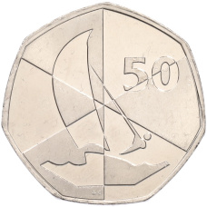 Монета 50 пенсов 2019 года Гибралтар «Островные игры» (аверс)