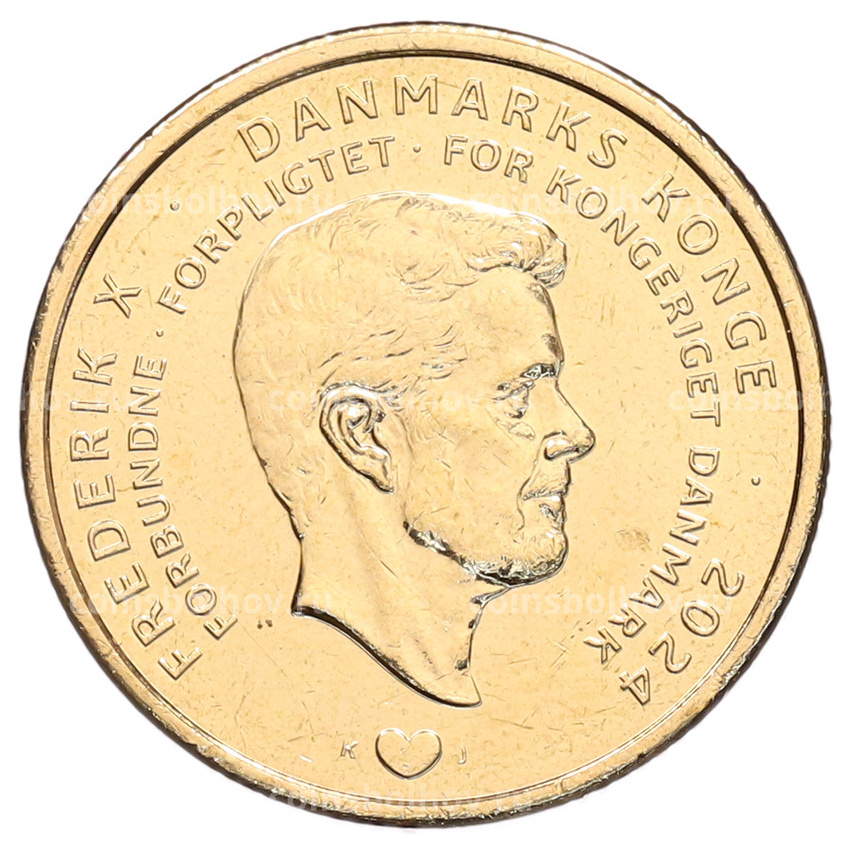 Монета 20 крон 2024 года Дания «Отречение королевы Маргрете II от престола» (вид 2)