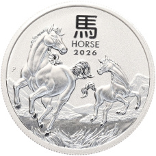 Монета 50 центов 2026 года Австралия «Китайский гороскоп — Год лошади» (аверс)