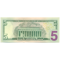 Банкнота 5 долларов 2013 года США (вид 2)