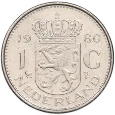 Монета 1 гульден 1980 года Нидерланды (аверс)