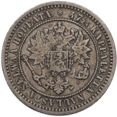 Монета 2 марки 1870 года Русская Финляндия (реверс)