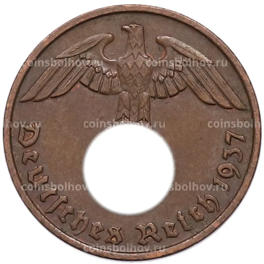 Монета 2 рейхспфеннига 1937 года D Германия