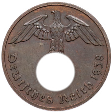 Монета 2 рейхспфеннига 1938 года F Германия (аверс)