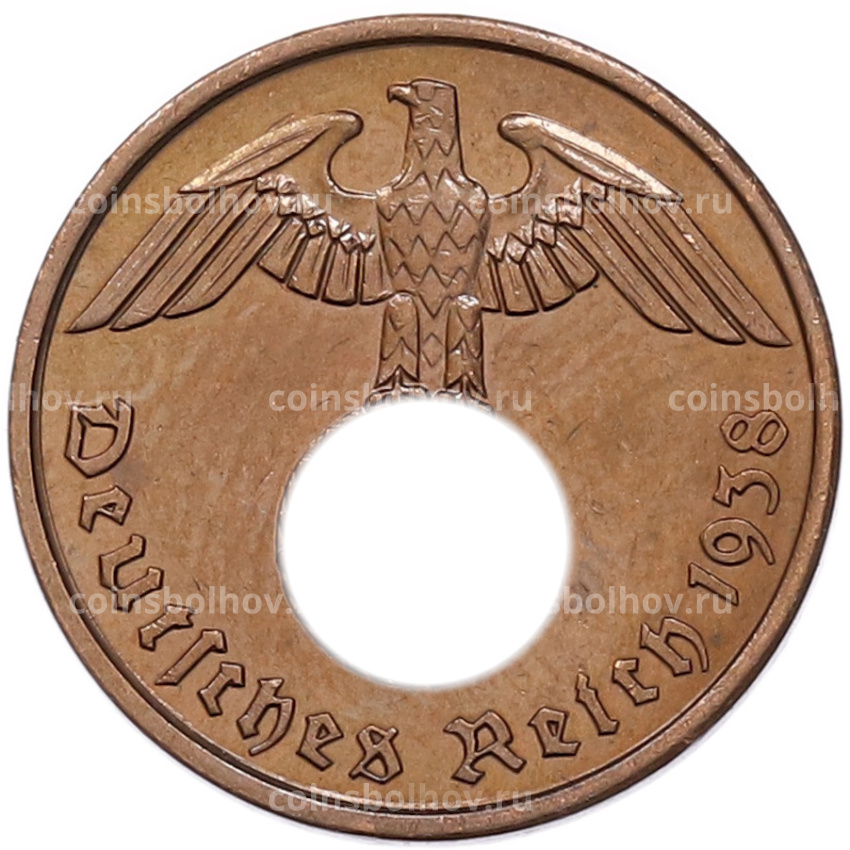 Монета 2 рейхспфеннига 1938 года A Германия