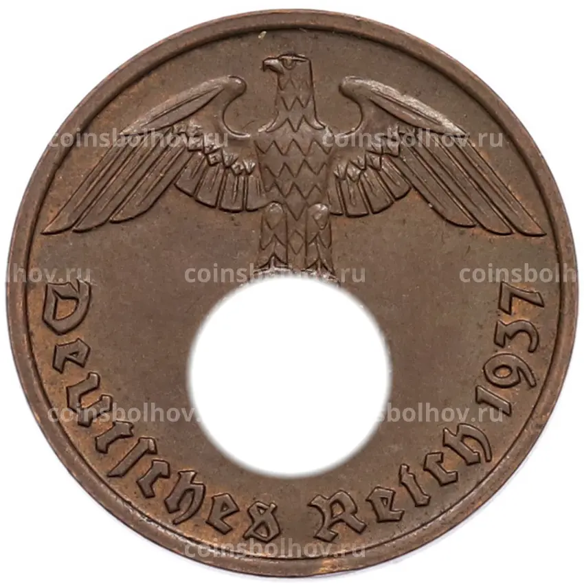 Монета 2 рейхспфеннига 1937 года D Германия