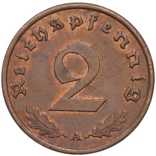 Монета 2 рейхспфеннига 1940 года A Германия (реверс)