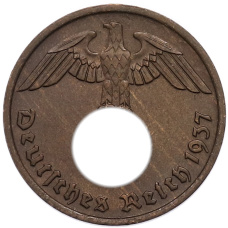 Монета 2 рейхспфеннига 1937 года F Германия (аверс)