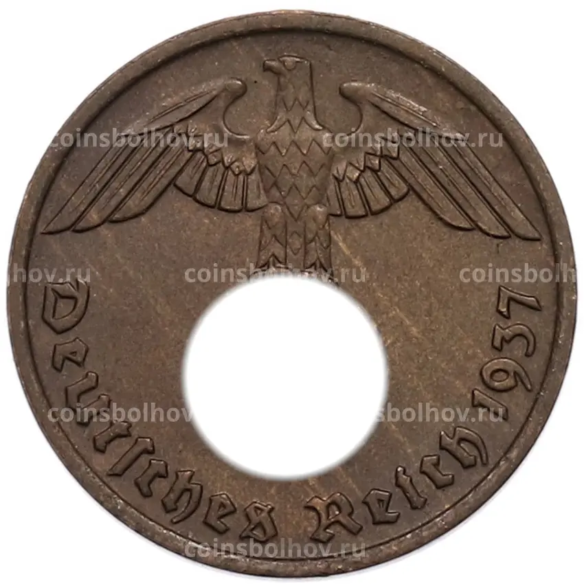 Монета 2 рейхспфеннига 1937 года F Германия