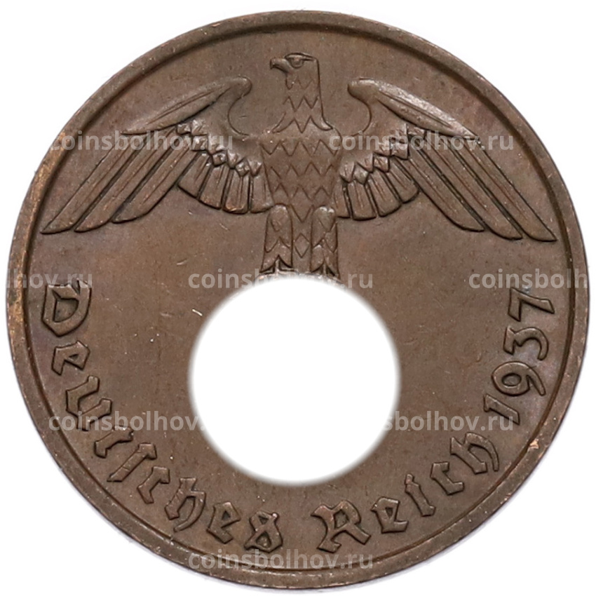 Монета 2 рейхспфеннига 1937 года D Германия