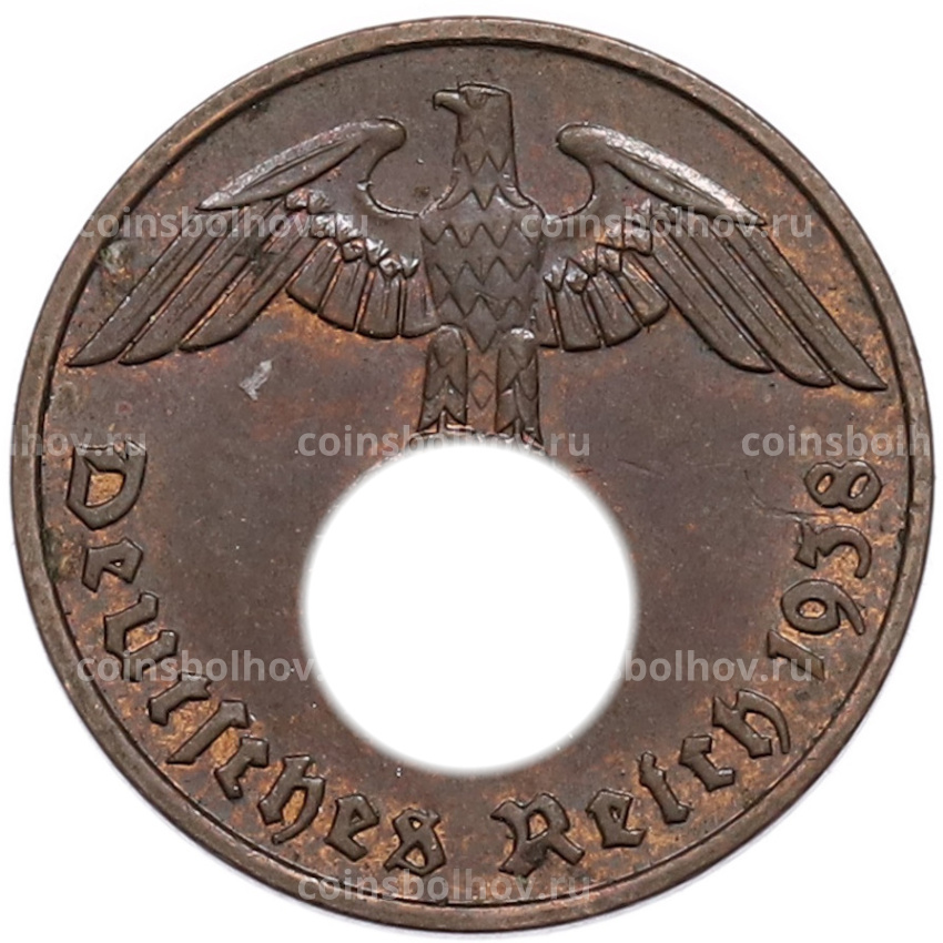 Монета 2 рейхспфеннига 1938 года F Германия