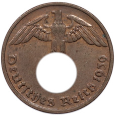 Монета 2 рейхспфеннига 1939 года G Германия (аверс)