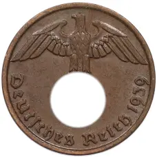 Монета 2 рейхспфеннига 1939 года J Германия (аверс)