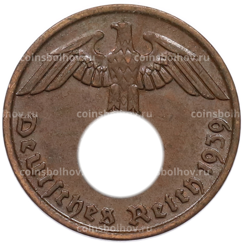 Монета 2 рейхспфеннига 1939 года J Германия