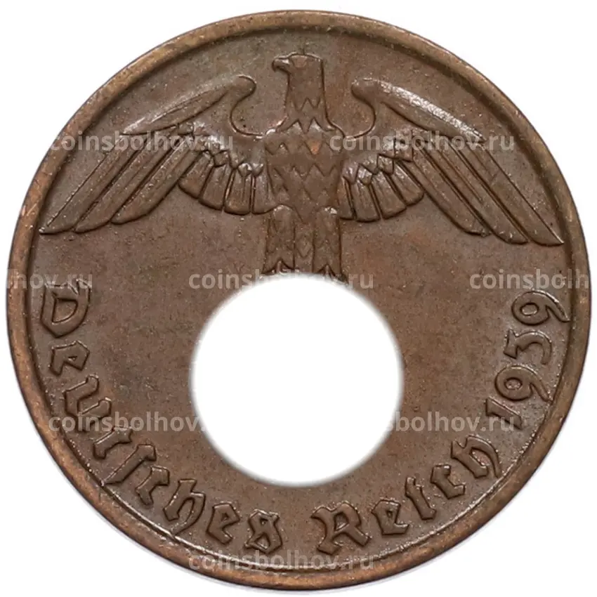 Монета 2 рейхспфеннига 1939 года J Германия