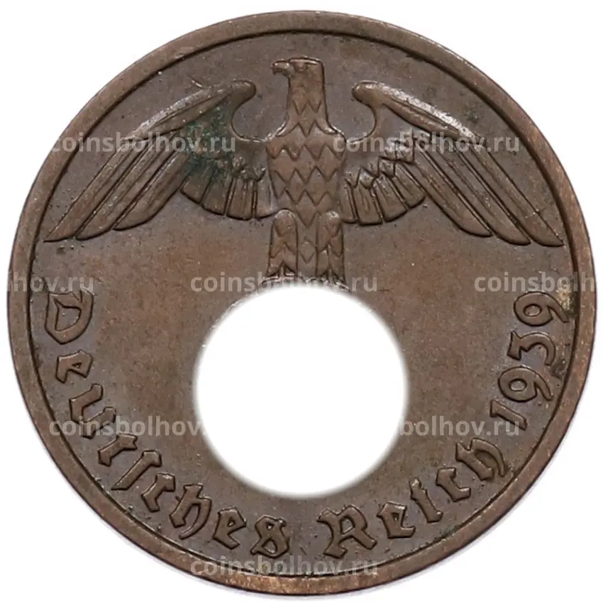 Монета 2 рейхспфеннига 1939 года F Германия