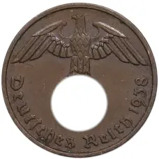 Монета 2 рейхспфеннига 1938 года F Германия (аверс)