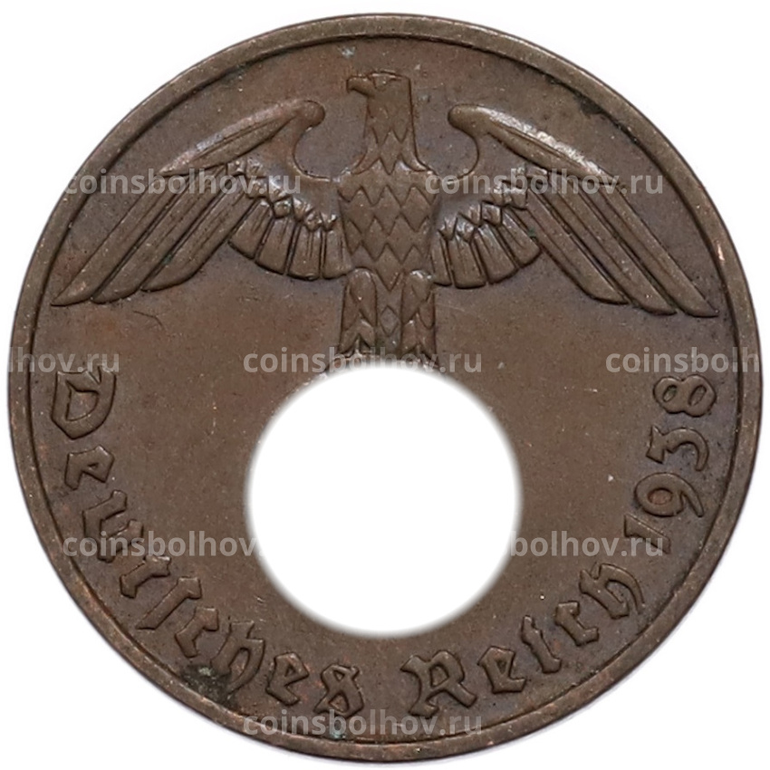 Монета 2 рейхспфеннига 1938 года F Германия