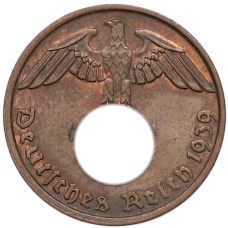 Монета 2 рейхспфеннига 1939 года B Германия (аверс)