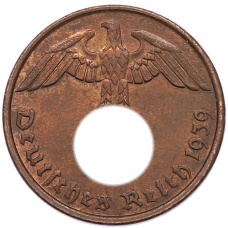 Монета 2 рейхспфеннига 1939 года G Германия (аверс)