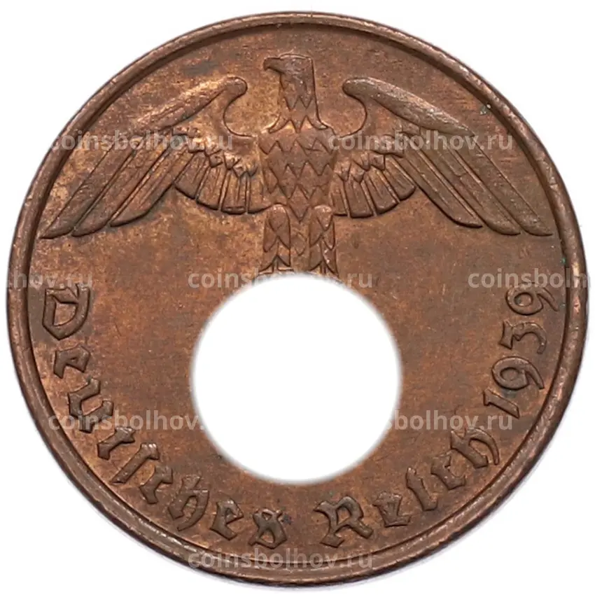Монета 2 рейхспфеннига 1939 года G Германия