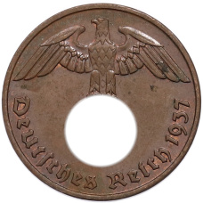 Монета 2 рейхспфеннига 1937 года A Германия (аверс)