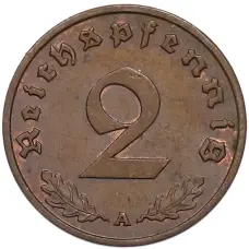 Монета 2 рейхспфеннига 1937 года A Германия (реверс)