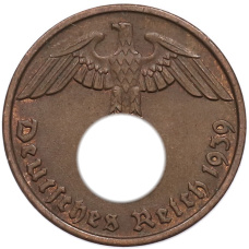 Монета 2 рейхспфеннига 1939 года D Германия (аверс)