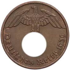 Монета 2 рейхспфеннига 1939 года D Германия (аверс)