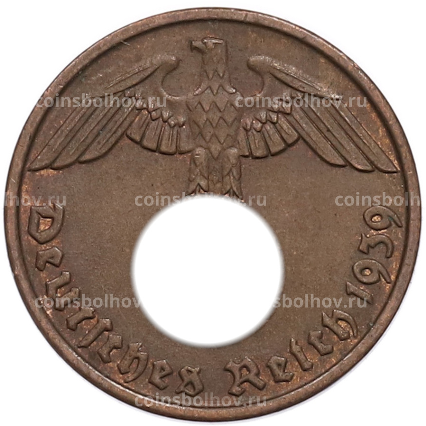 Монета 2 рейхспфеннига 1939 года D Германия