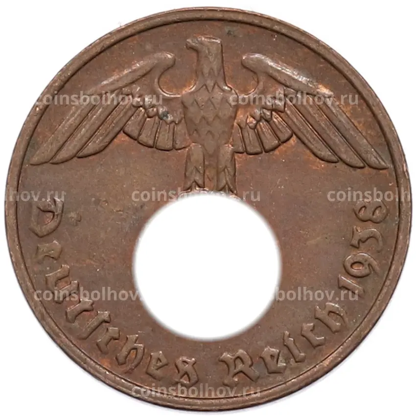 Монета 2 рейхспфеннига 1938 года G Германия