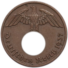 Монета 2 рейхспфеннига 1937 года F Германия (аверс)