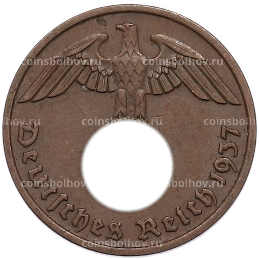 Монета 2 рейхспфеннига 1937 года F Германия