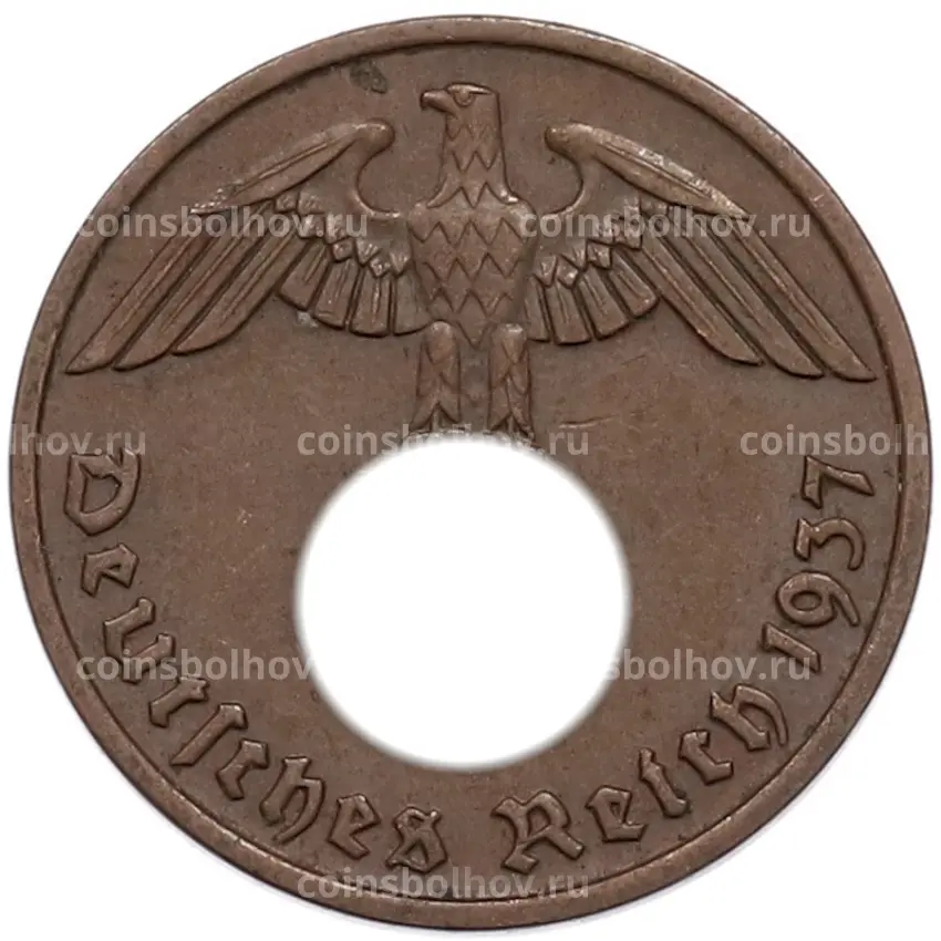 Монета 2 рейхспфеннига 1937 года F Германия