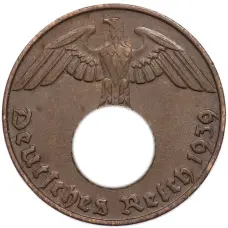 Монета 2 рейхспфеннига 1939 года D Германия (аверс)