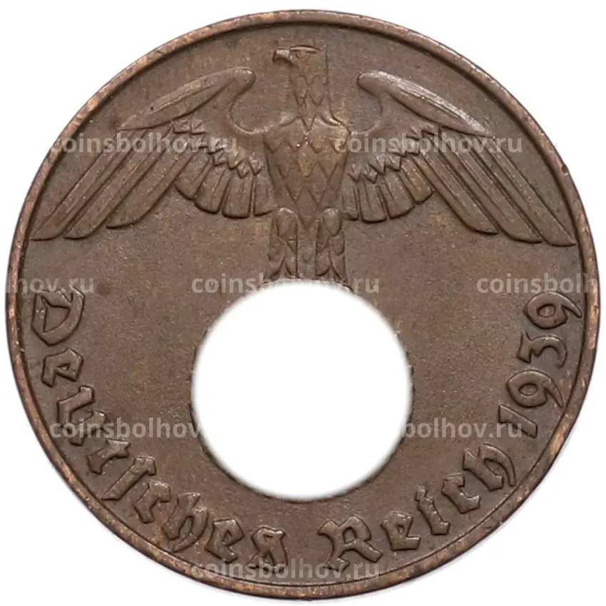 Монета 2 рейхспфеннига 1939 года D Германия