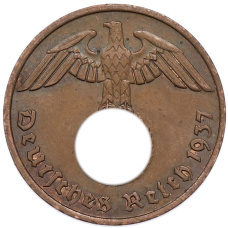 Монета 2 рейхспфеннига 1937 года A Германия (аверс)