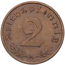 Монета 2 рейхспфеннига 1939 года A Германия (реверс)