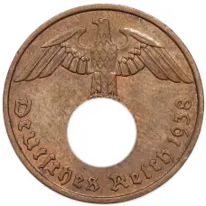 Монета 2 рейхспфеннига 1938 года F Германия (аверс)