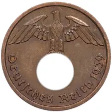 Монета 2 рейхспфеннига 1939 года F Германия (аверс)