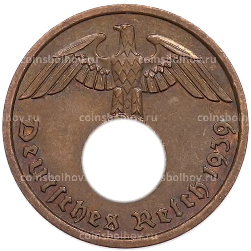 Монета 2 рейхспфеннига 1939 года F Германия