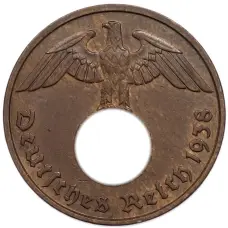 Монета 2 рейхспфеннига 1938 года J Германия (аверс)