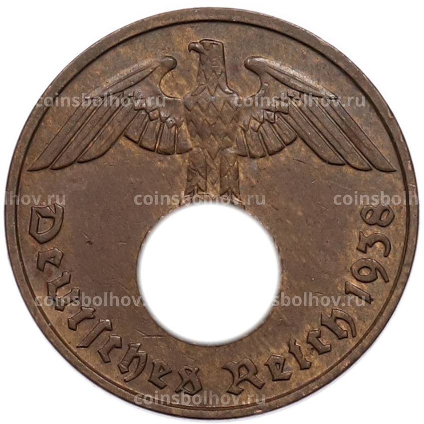 Монета 2 рейхспфеннига 1938 года J Германия