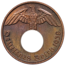 Монета 2 рейхспфеннига 1938 года D Германия (аверс)