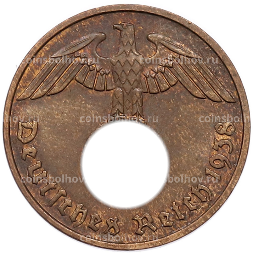 Монета 2 рейхспфеннига 1938 года F Германия
