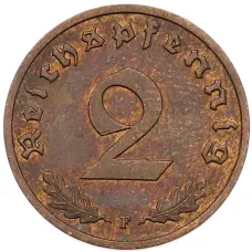 Монета 2 рейхспфеннига 1938 года F Германия (реверс)