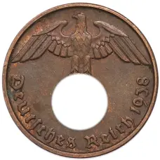 Монета 2 рейхспфеннига 1938 года D Германия (аверс)