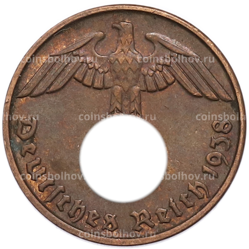 Монета 2 рейхспфеннига 1938 года D Германия